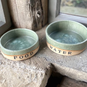 Green Pet Bowl | Handmade | Ceramic | Personalised | Custom | Stoneware | Rustic | Glaze | Unique