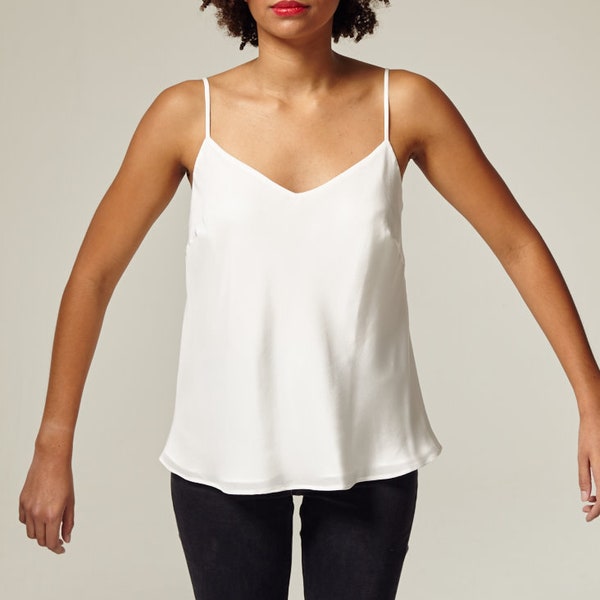 Camisole double couche en soie premium, camisole en soie premium, camisole en soie naturelle, gilet en soie véritable, haut en soie véritable, haut luxueux