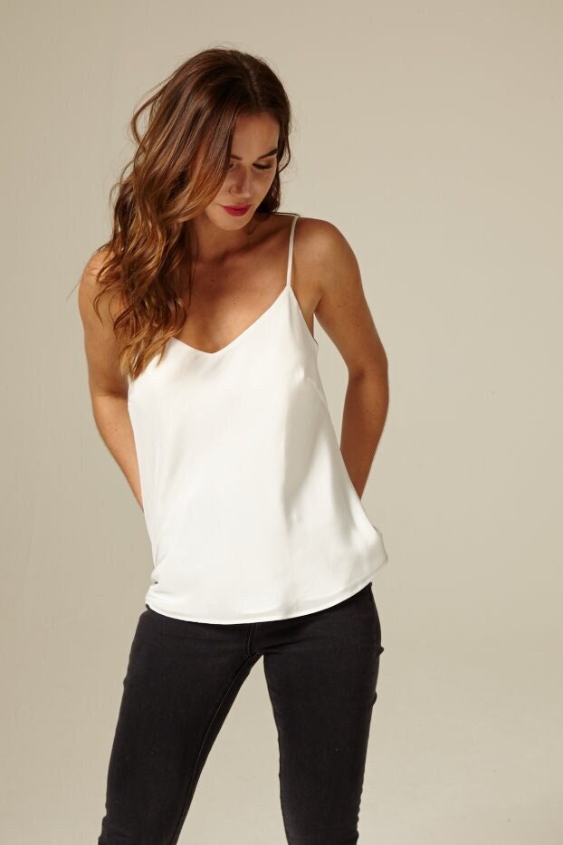 Felicity Embroidered Cami Ivory, Vests, Camisoles And Sleeveless Tops