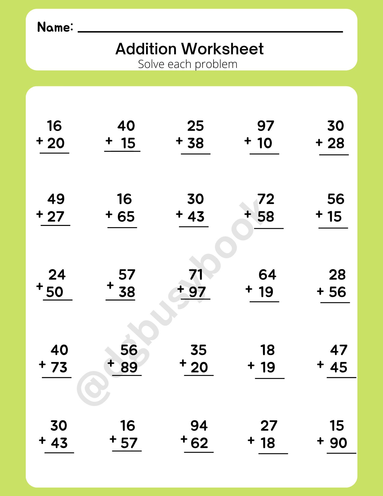 Addition and Subtraction Worksheets - Etsy