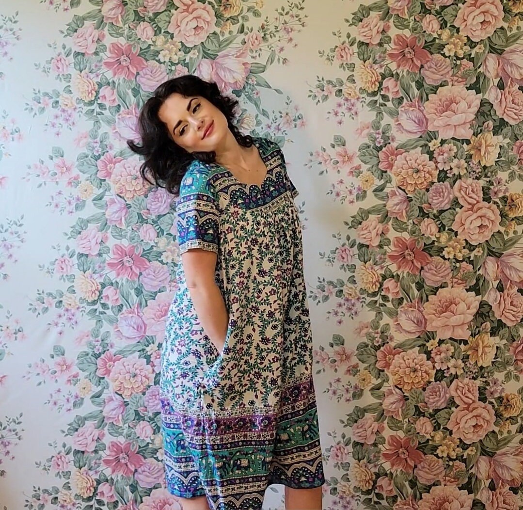 Vintage Folk Art Pattern House Dress 