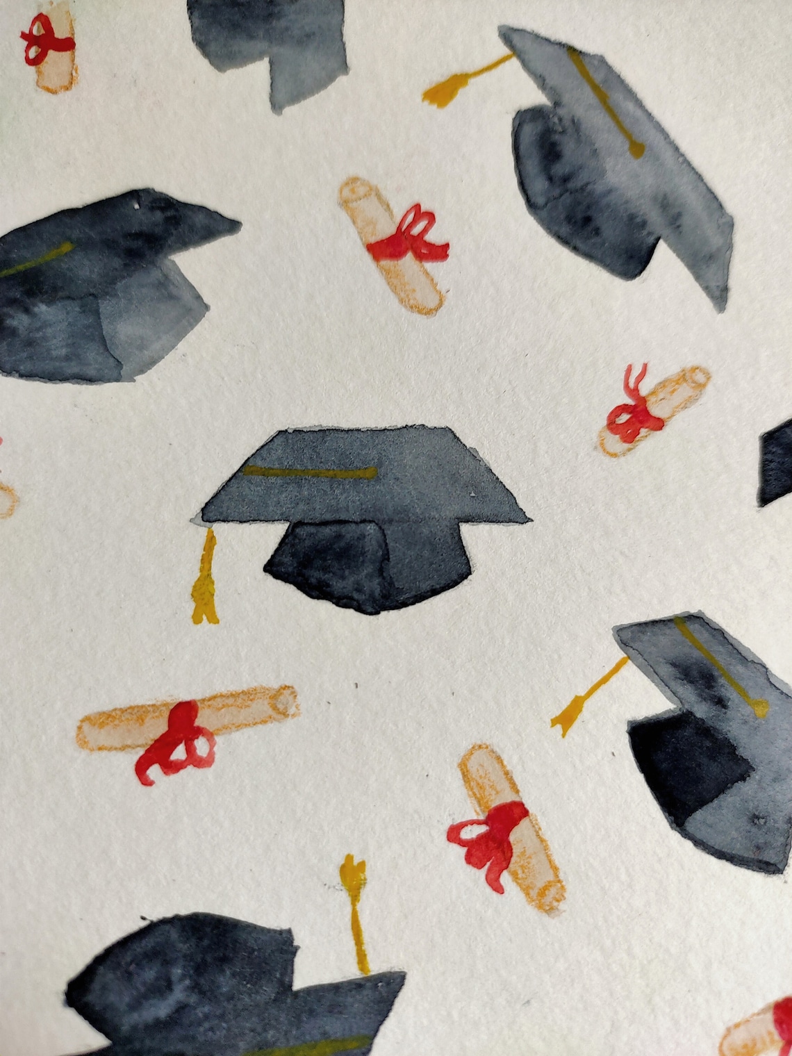 Original watercolor graduation card. Handmade. Graduation Etsy