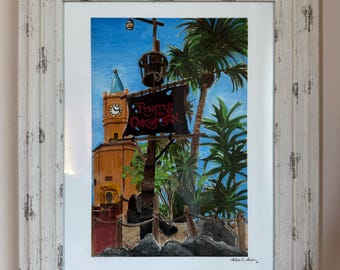 11x14 with white border, High quality linen paper, Pirate ride , pirate decor,  D i s n e y decor