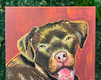 CUSTOM hand painted 8x8 canvas pet portrait acrylic painting Pet gift