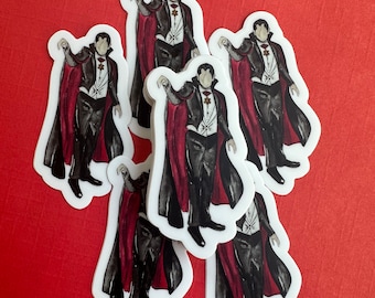 2 inch faceless watercolor, waterproof vinyl sticker, classic Halloween monster, vampire  D r a c u l a