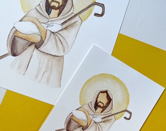 Religious Christian Easter painting 5x7 PRINT Jesus Christ shepherd lamb of God art