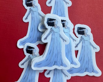 2 inch faceless watercolor, waterproof vinyl sticker, classic Halloween monster, bride of F r a n k e n s t e i n
