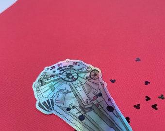 Holographic Star Wars Vinyl Sticker, Waterproof Disney Stickers, Star Wars Stickers, Millennium falcon