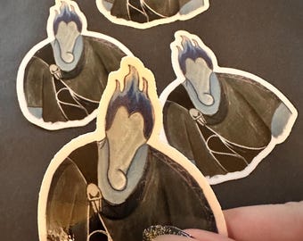 3 inch faceless hand-painted acrylic waterproof glossy vinyl sticker, water bottle sticker, laptop sticker, Halloween sticker, Hades
