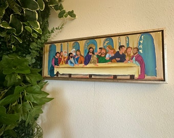 8x24 framed hand painted canvas the last supper religious painting Christian artwork