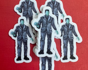 2 inch faceless watercolor, waterproof vinyl sticker, classic Halloween monster, F r a n k e n s t e i n