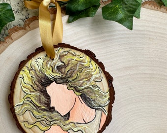 TAYLOR SWIFT  fearless album cover hand-painted, double-sided wood slice ornament