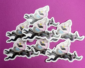 Faceless water color, waterproof, vinyl sticker, under the sea, little mermaid, villain Ursula
