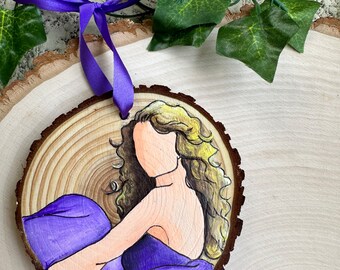 TAYLOR SWIFT  Speak Now  album cover hand-painted, double-sided wood slice ornament
