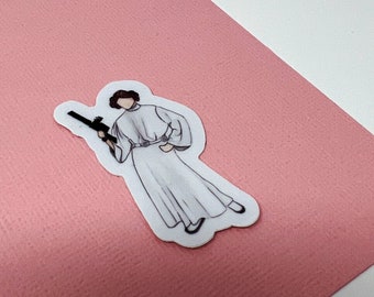 Waterproof, vinyl, rebel princess sticker, modern simplistic faceless watercolor style sticker