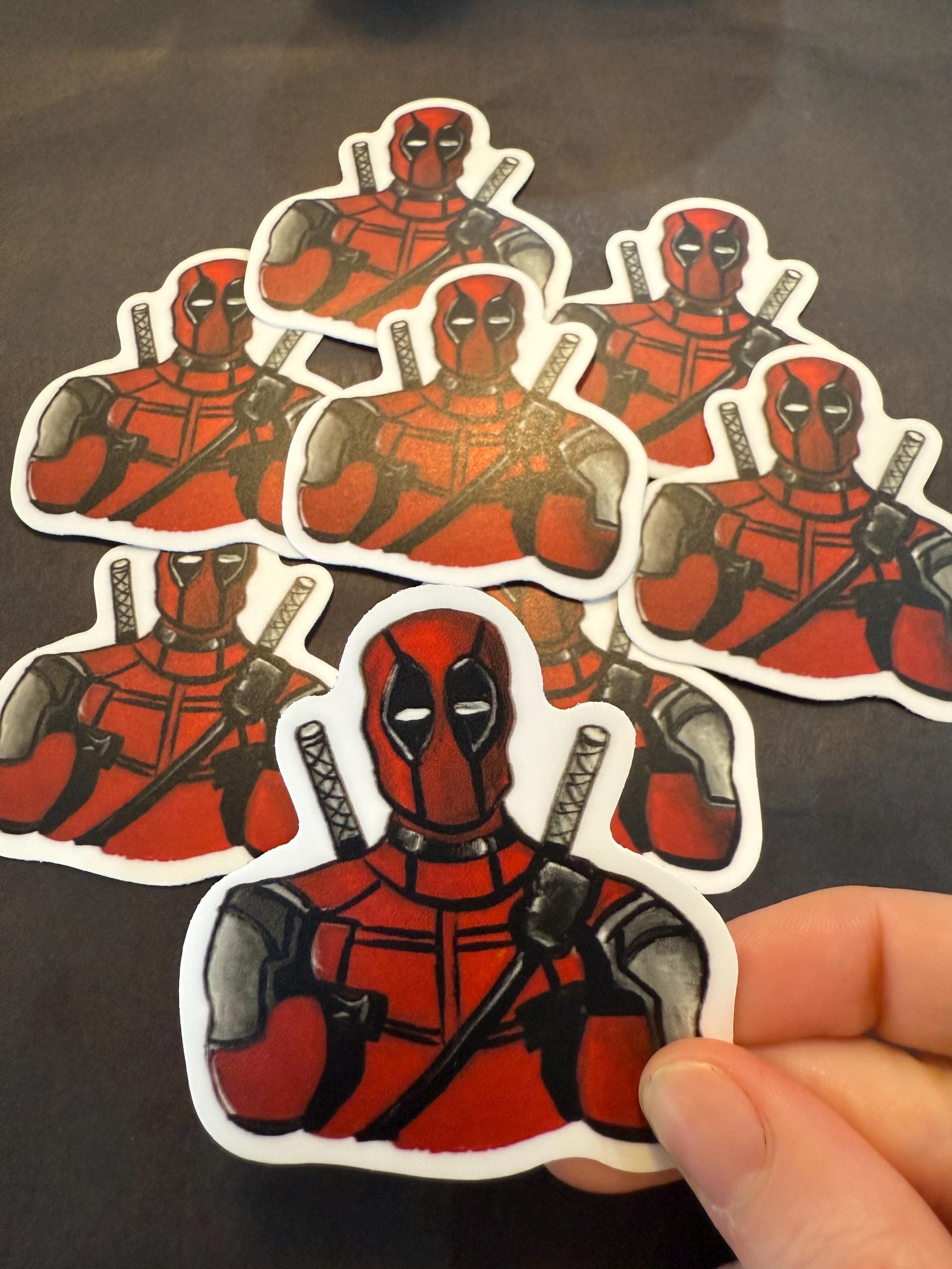 3 inch hand-painted acrylic Dead Pool vinyl sticker, waterproof sticker, Deadpool