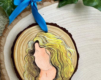 T A Y L O R   S W I F T debut album cover hand-painted, double-sided wood slice ornament