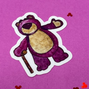Lotso hugging bear vinyl waterproof sticker, Disney, Toy Story, villain