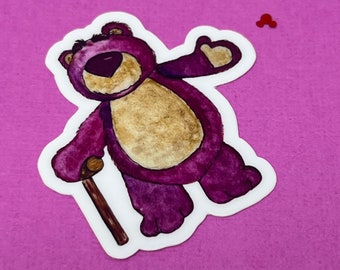 Lotso hugging bear vinyl waterproof sticker, Disney, Toy Story, villain