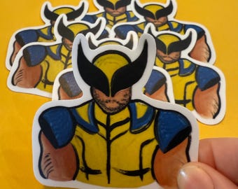 3 inch hand-painted acrylic faceless Wolverine vinyl sticker, waterproof sticker, X Men