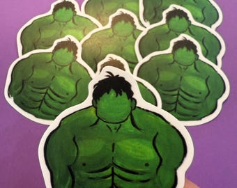 3 inch hand-painted acrylic HULK  vinyl sticker, waterproof sticker, Superhero, Avengers