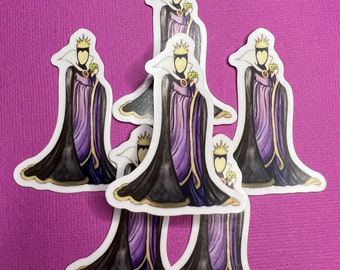 Faceless watercolor, waterproof vinyl sticker, evil queen, evil stepmother, villain
