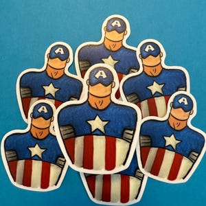 3 inch hand-painted acrylic Capt. America  vinyl sticker, waterproof sticker, Superhero, Avengers