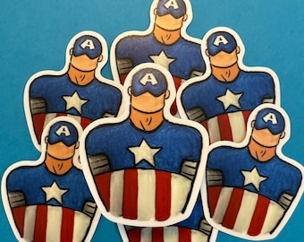 3 inch hand-painted acrylic Capt. America  vinyl sticker, waterproof sticker, Superhero, Avengers