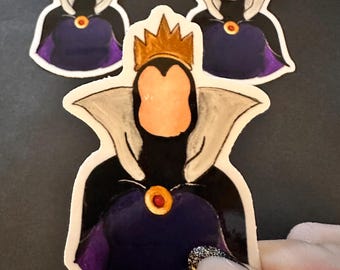 3 inch faceless hand-painted acrylic waterproof glossy vinyl sticker, water bottle sticker, laptop sticker, Halloween sticker, Evil Queen