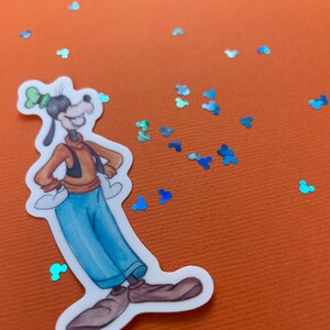 Autocollant imperméable en vinyle Dingo, autocollants Disney, A Goofy Movie, aquarelle, autocollant aquarelle sans visage 2 pouces