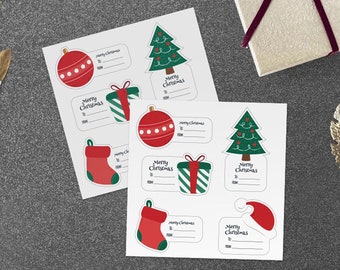 Christmas Present Stickers, Christmas Stamp, Christmas Labels, Gift Tags, Gift Wrap Stickers, Simple Christmas Holiday Labels for Presents