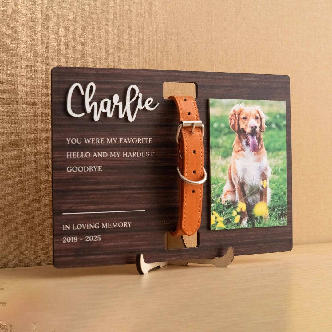 Pet Memorial Photo Frame With Collar Holder, Dog Loss Keepsake Gift ...