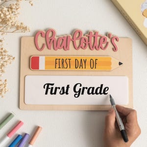 Personalized First or Last Day of School Sign, Custom Name Photo Prop Board, Dry Erase Back to School Keepsake for Kids
