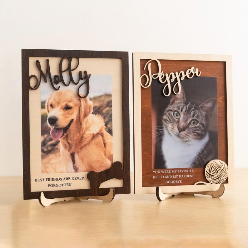 Personalized Pet Memorial Photo Frame With Name & Paw Print – Custom ...