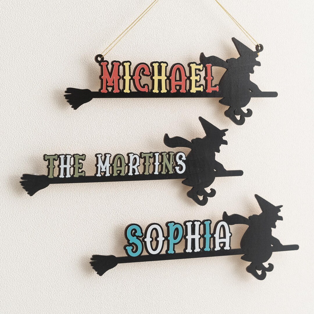 Personalized Witch Name Sign – Halloween Wooden Hanging Sign – Custom ...