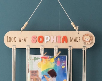 Look What I Made Art Display - Personalized Wooden Sign for Kids' Creations D16