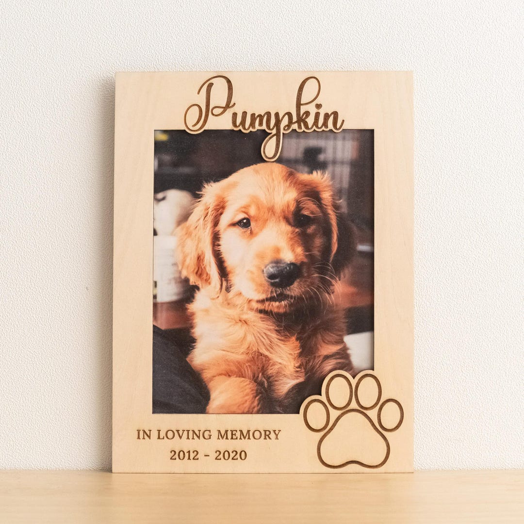 Personalized Pet Memorial Photo Frame With Paw Print – Custom Dog or ...
