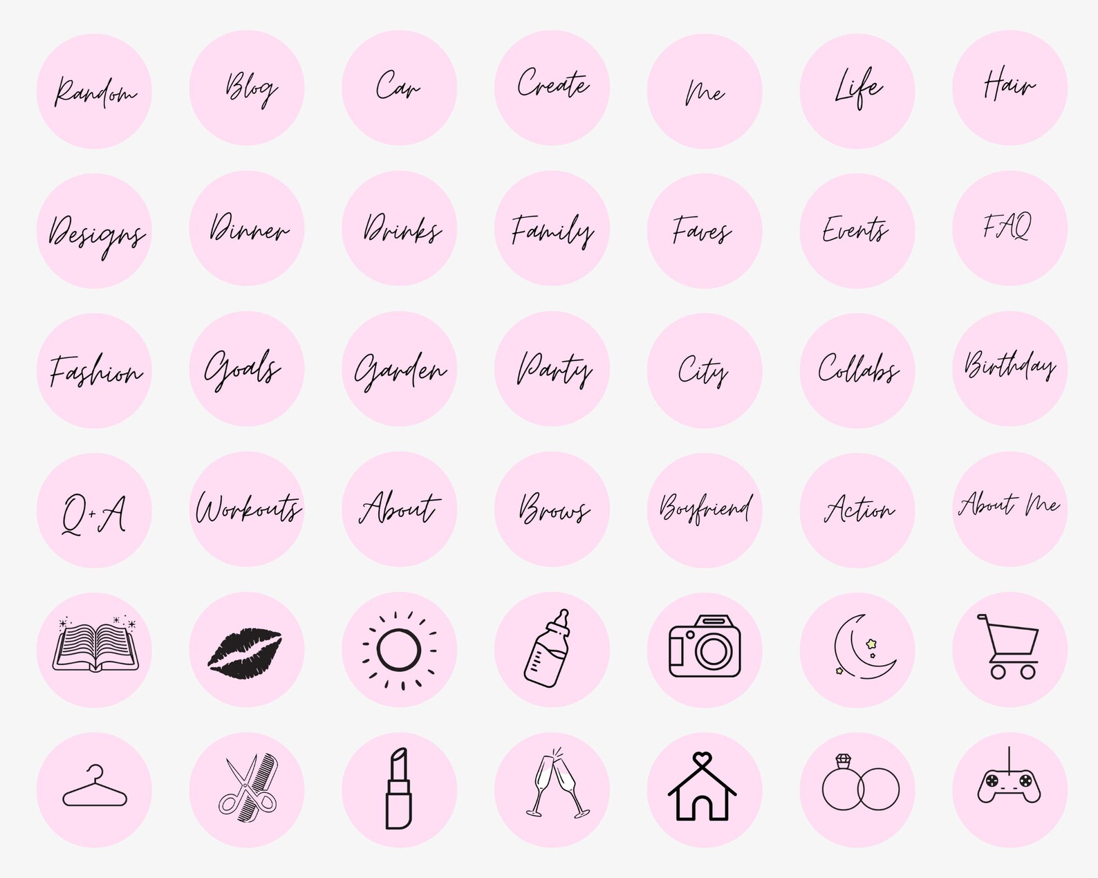 Editable Pink Instagram Story Highlight Icons Highlight | Etsy