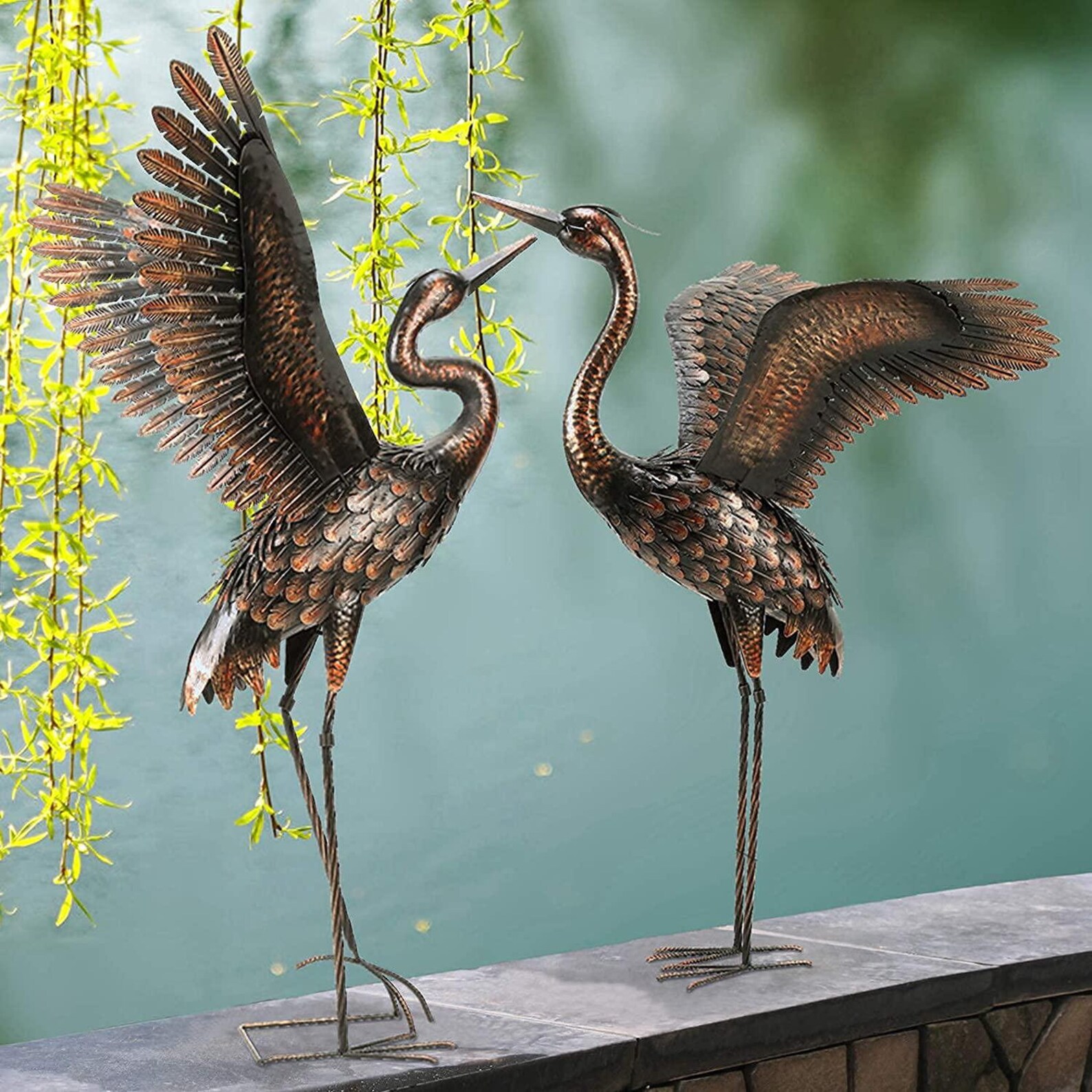 Garden Statue Outdoor Metal Heron Crane Yard Art Sculpture for Etsy UK