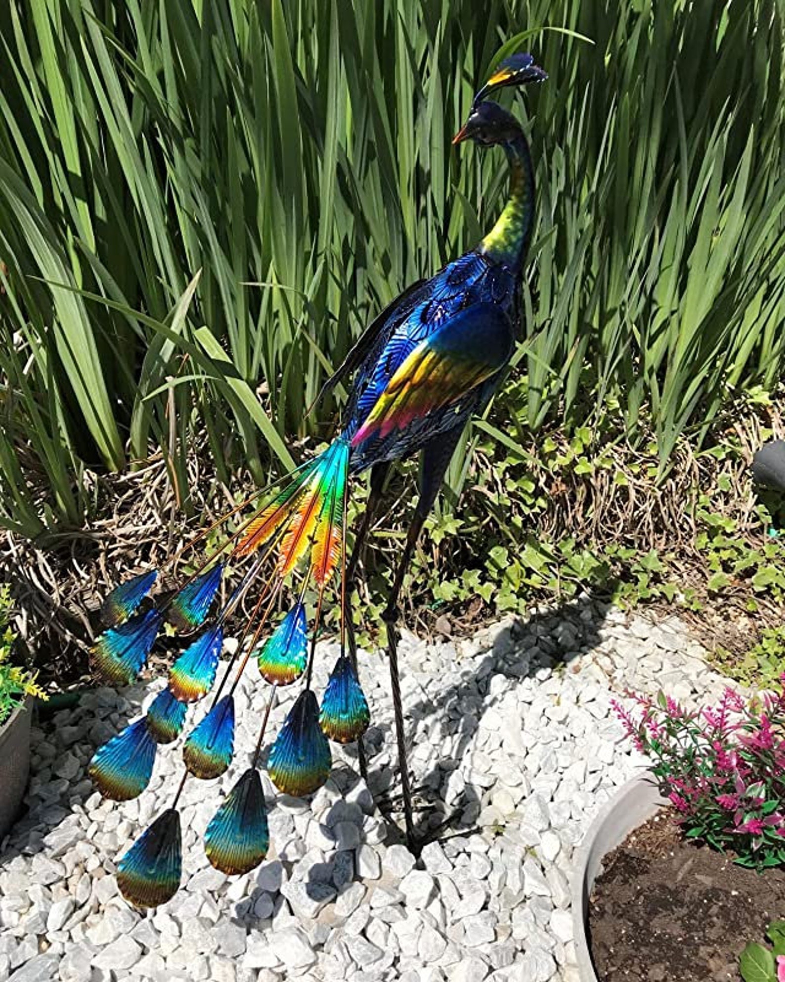 Metal Peacock Decor Garden Statue Garden Lawn Outdoor Etsy