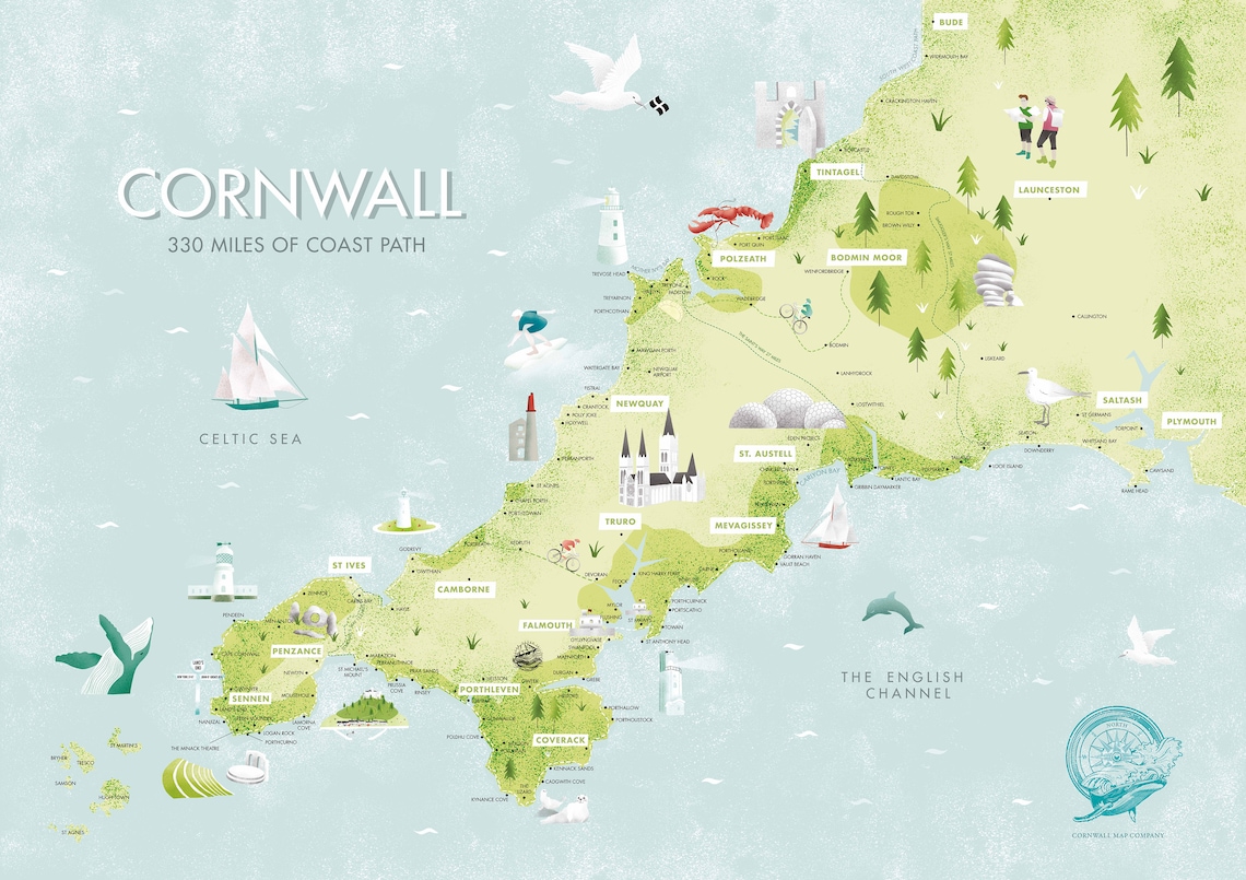 An illustrated guide to Cornwall and the Cornish Coast Path Etsy