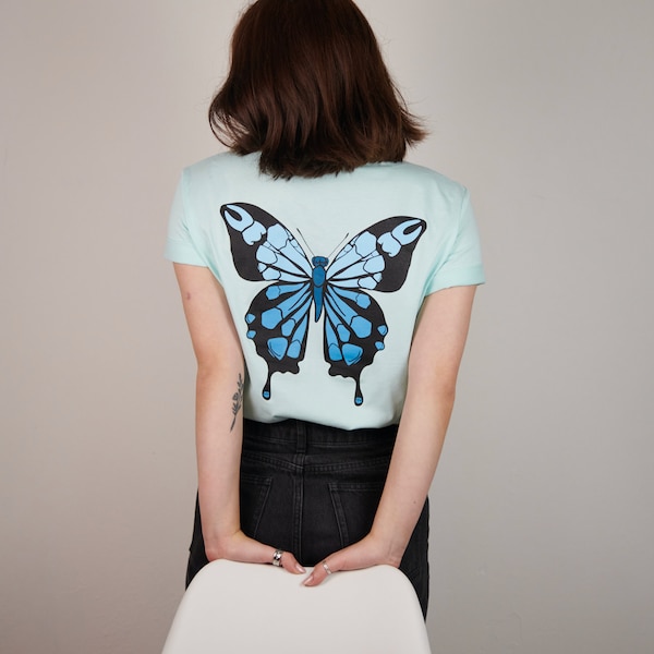 Zahnfalter T-Shirt in ocean blue, Unisex, Fair trade, Baumwolle, Fair wear, Fashion, Shirt, Schmetterling, mode, streetwear, Urban