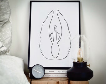 YONi SWAN - Swan Line Art, Feminine, yoni, One Line Art, Girlfriend Gift, Femininity, Illustration, Feminism