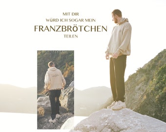 Mir dir würd ich sogar mein Franzbrötchen teilen - Hoodie / Shirt, Beige, Unisex, Fair trade, fairwear