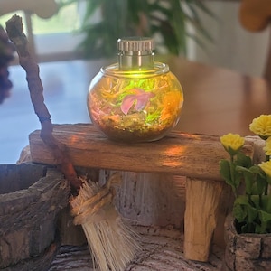 Dollhouse Betta Fish Bowl With LED Light Miniature Fishtank Fish Token Miniature Fish Dollhouse Aquarium Resin Art Tiny Fish Miniature Fish