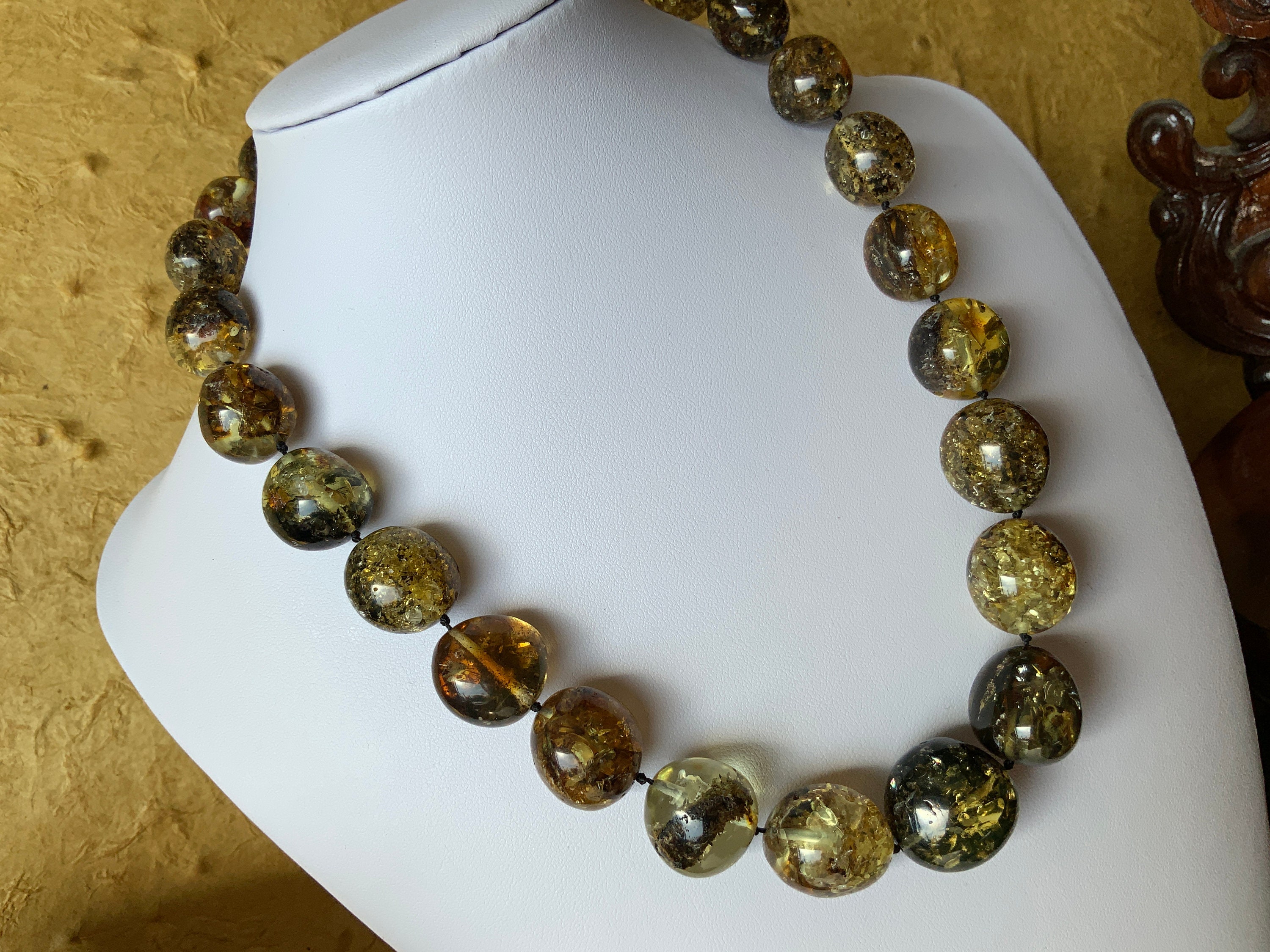2021mm green amber necklace natural green amber necklaces | Etsy