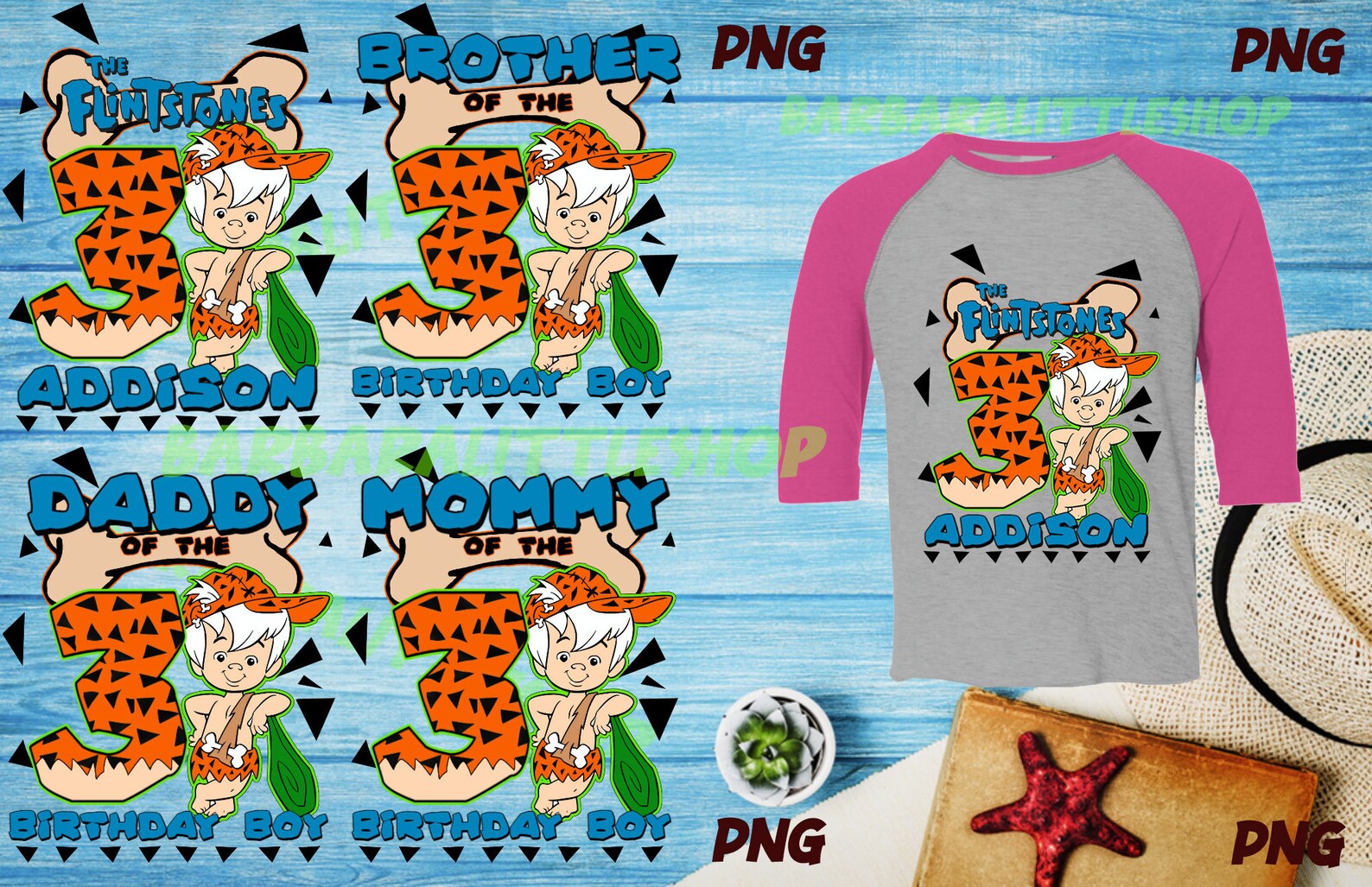 Bam Bam Flintstones Birthday PNG Digital Gift Idea Party Etsy