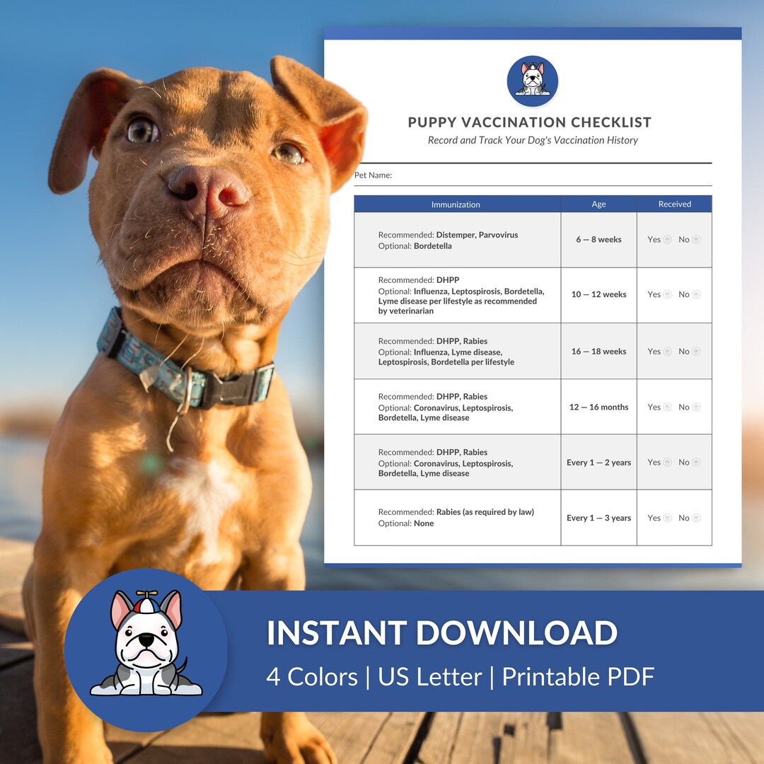 Puppy Vaccination Checklist | Handout for Breeders or Pet Owners | US ...