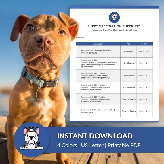 Puppy Vaccination Checklist Handout for Breeders or Pet | Etsy