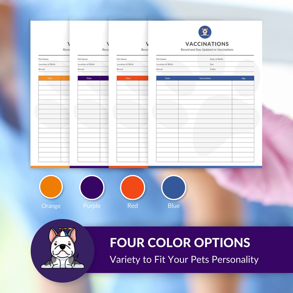 Printable Pet Vaccination Record Dog Vaccination, Cat Vaccination Pet ...